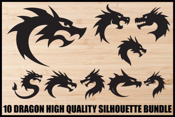 10 Tribal Dragon Head Bundle: Graphics for Crafts
