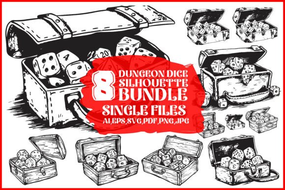 20 Dungeon Dice Bag Silhouette Bundle: Crafts & Graphics