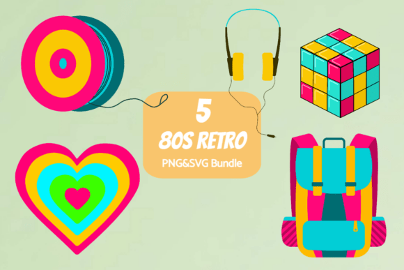 80s Tech Geometric Clipart for Graphics and Crafts