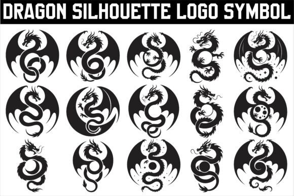 Bold Dragon Silhouette Logo for Graphics & Crafts
