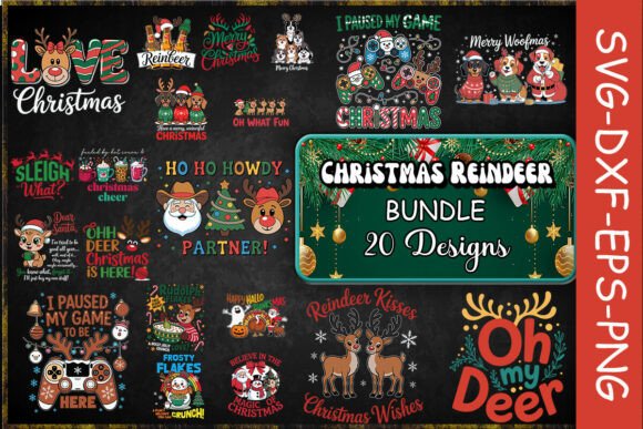 Christmas Reindeer SVG Bundle: Graphics for Crafts
