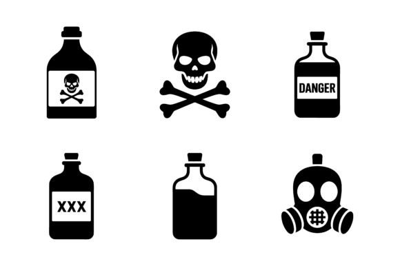 Danger Hazard Icon Set: Bold Graphics for Crafts
