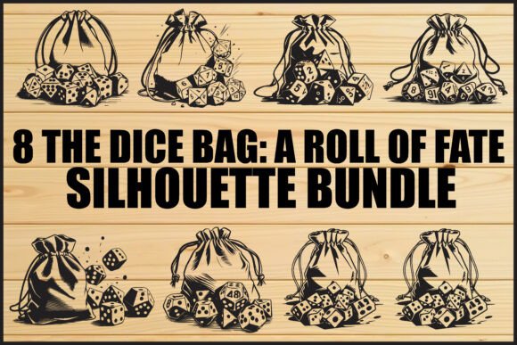 Dice Bag Silhouette Bundle: Graphics for Crafts