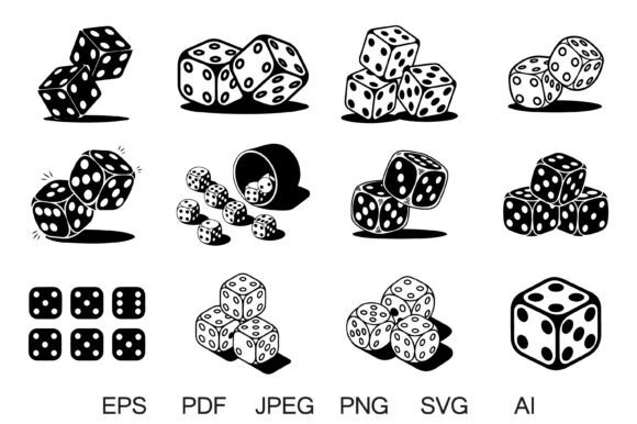 Dice Clipart Vector Bundle: Bold Graphics for Crafts