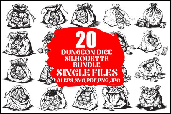 Dungeon Dice Silhouette Vector Bundle: Graphics for Crafts