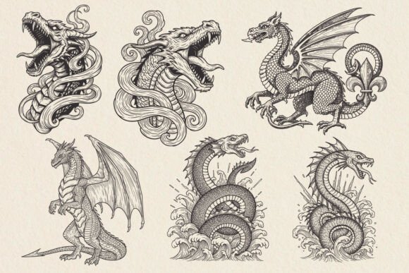Engraved Dragon Serpent SVG for Crafts & Graphics