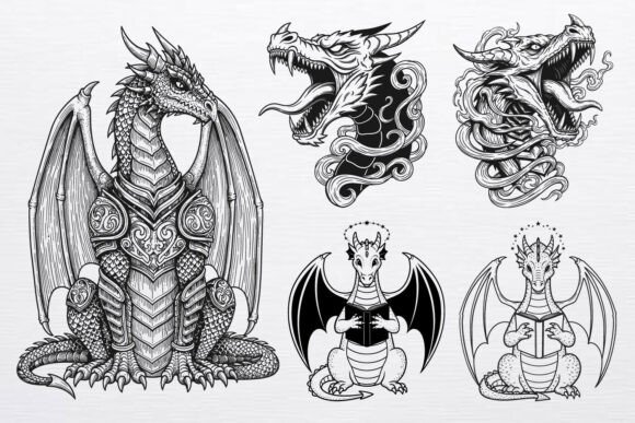 Fantasy Sacred Dragon SVG: Bold Graphics for Crafts