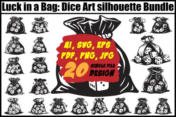 Luck in a Bag Dice Silhouette Bundle for Crafts & Graphics