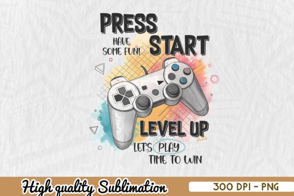 Press Start Gaming PNG for Crafts & Graphics