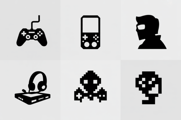 Retro Gaming Icons: Graphics for Crafts & Brands