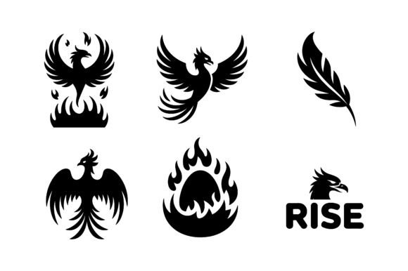 Review: Mythical Phoenix Silhouette Icon Set EPS for Embroidery