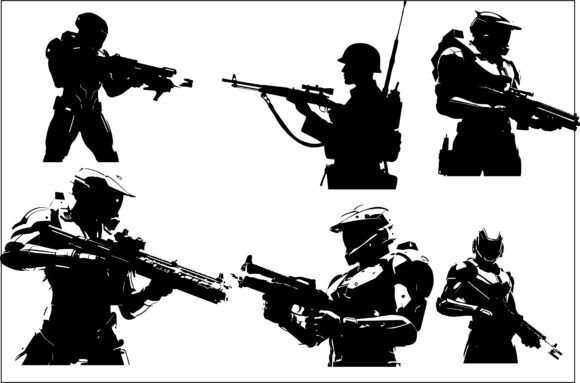 Tactical Soldier Sci-Fi Warrior 12 Graphics for Crafts