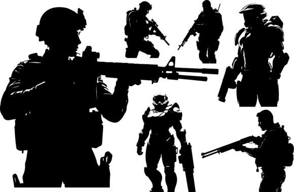 Tactical Soldier Sci-Fi Warrior 17 Graphics for Crafts